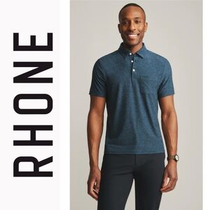 RHONE WFH Polo Dark Teal Black Heather Short Sleeve Performance Athleisure Men L